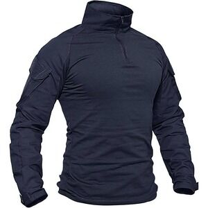 TacVasen Men's Tactical Long Sleeve 1/4 Zip Shirt Navy Blue Size M